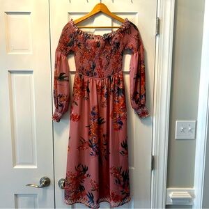 Flying Tomato Romantic Cottage Core Dress Smocked Rose Size M